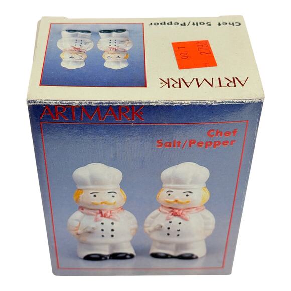 Vintage Artmark Chef Cook Salt And Pepper Shakers Ceramic Made In Taiwan MIB - Picture 4 of 10
